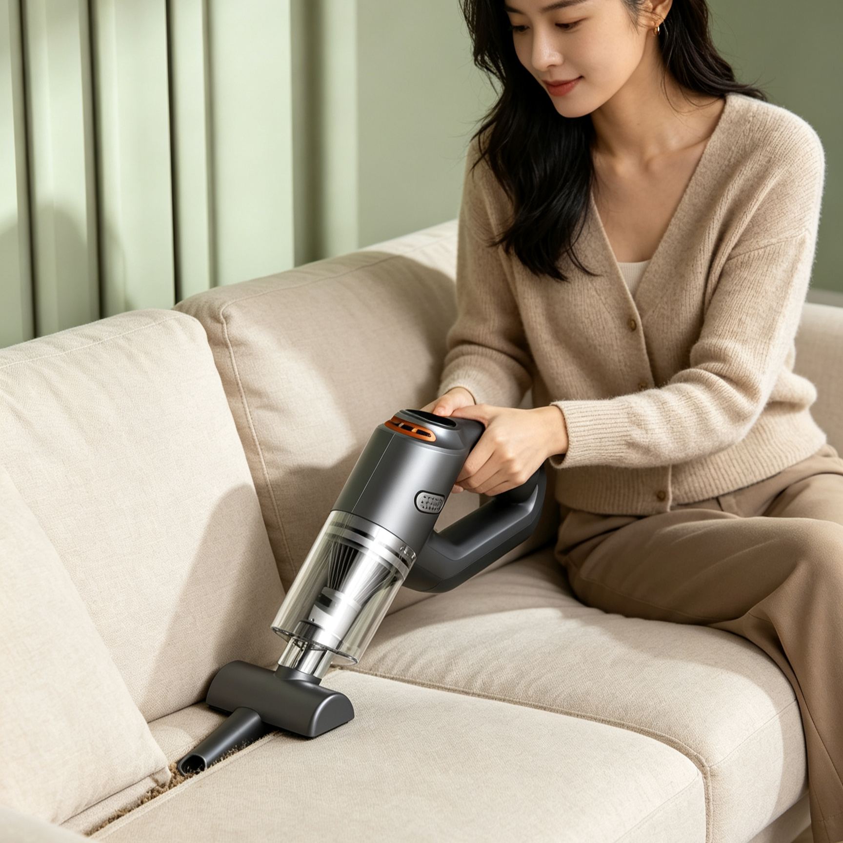Car vacuum cleaner for dust and mite removal, suitable for both home and car use.