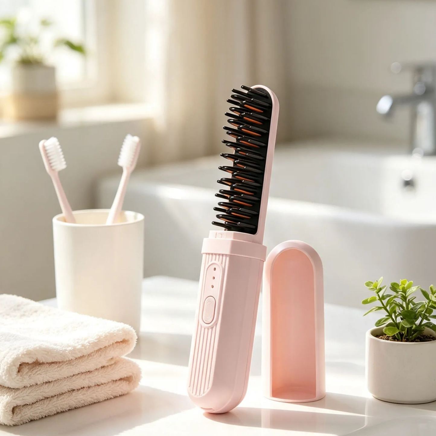 Cordless Ionic Rechargeable Wet and Dry Hair Straightening Brush