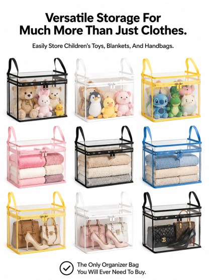 Transparent large-capacity waterproof and moisture-proof clothing storage bag
