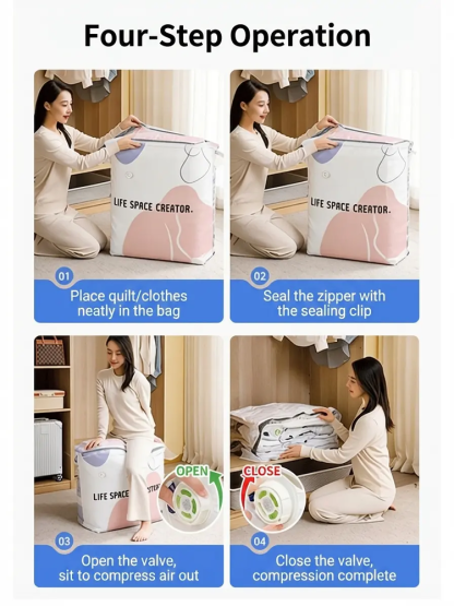 Thickened 3D Vacuum Compression Bag for Quilts, Clothes, and Down Jackets - No Pump Needed, Moisture