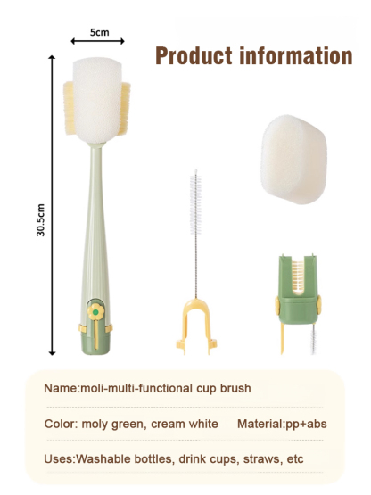 [One brush, five uses] Ultra-portable cup cleaning brush
