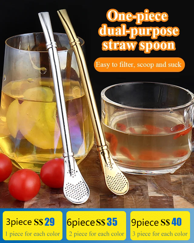 One-piece dual-purpose straw spoon