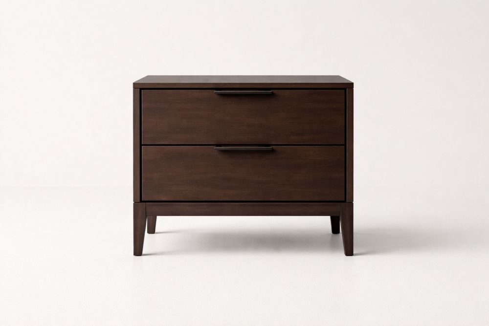 Wooden Two-Drawer Nightstand MDF