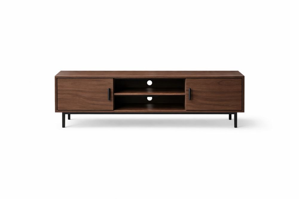 Walnut TV Stand Wood Media Console Length 150cm