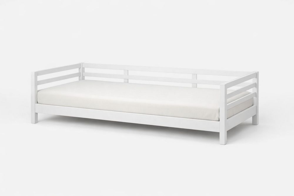 White Solid Wood Daybed with Polyurethane Foam Mattress 200x90 cm(L × W)