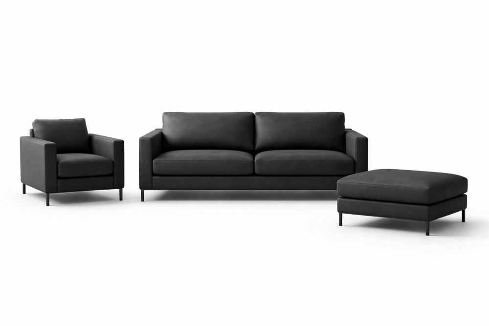 PU Leather Sofa Set with Armchair and Ottoman