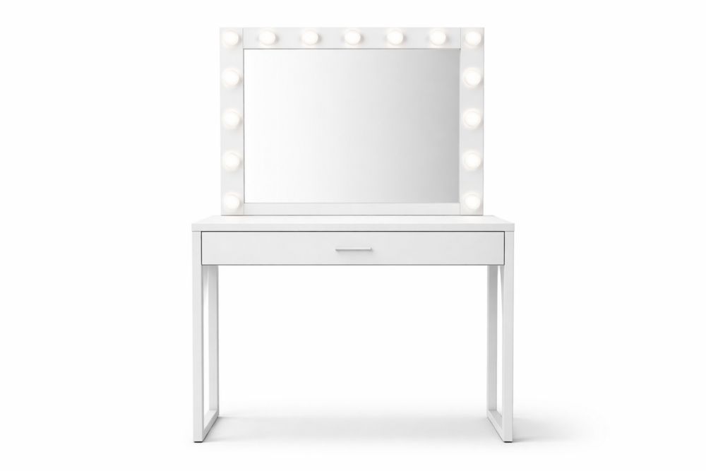 White Dressing Table with Mirror and LED Lights