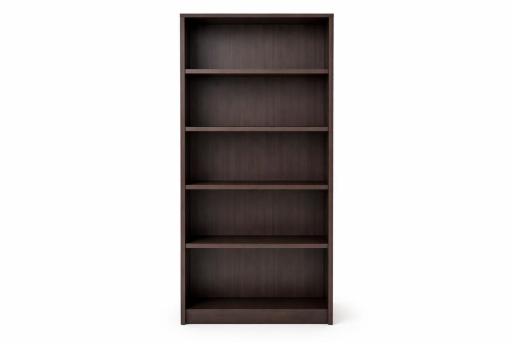 5-Tier Dark Brown Wood Bookcase