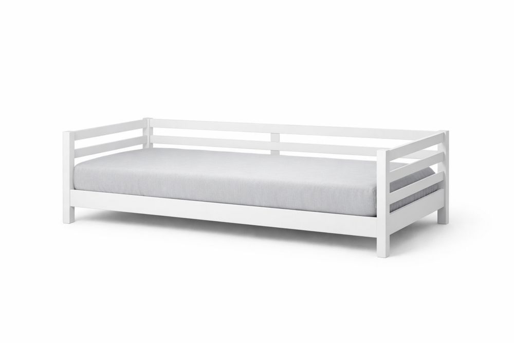 White Pine Wood Daybed with Guardrails and Mattress
