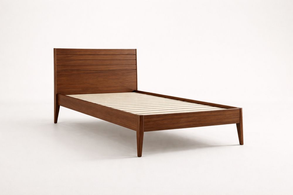 Solid Wood Single Bed Frame Brown