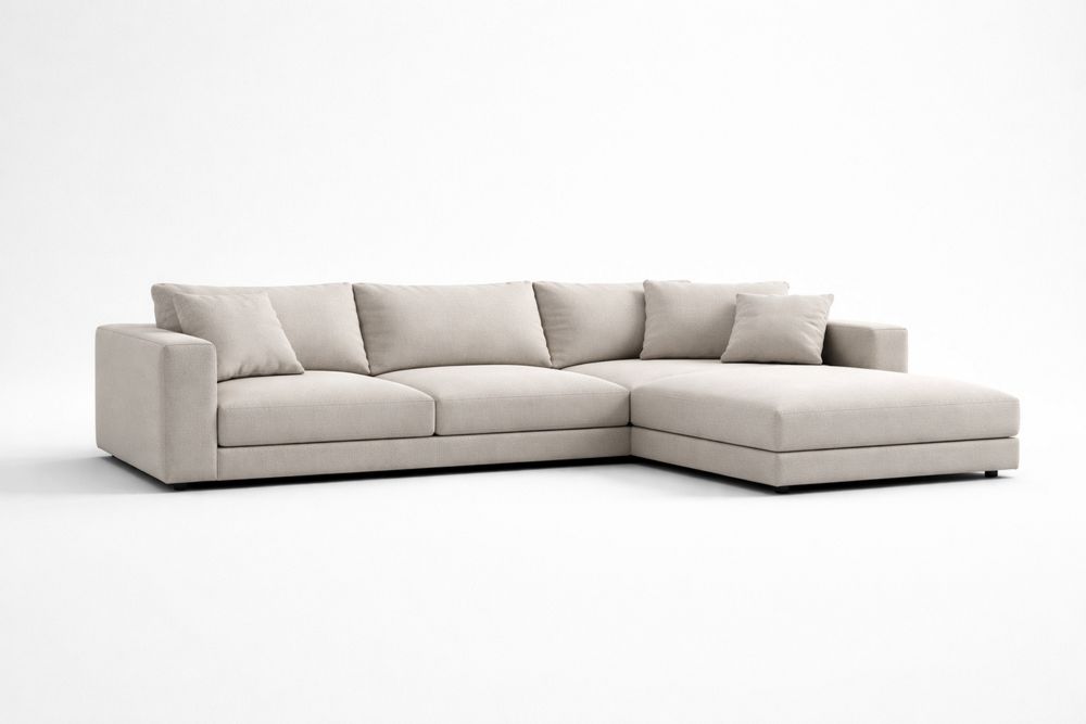 Beige Polyester Fabric Corner Sofa