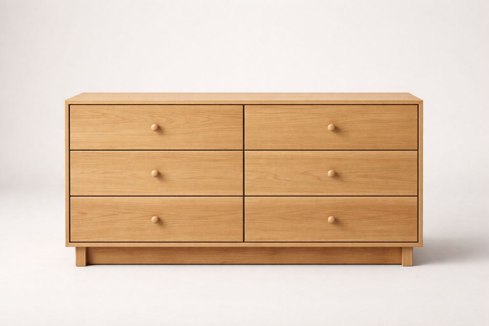 Oak Wood 6-Drawer Chest Natural Finish