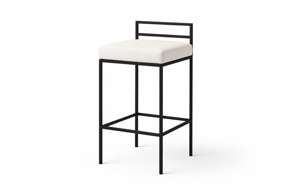Steel Frame Bar Stool with White Cushioned Seat