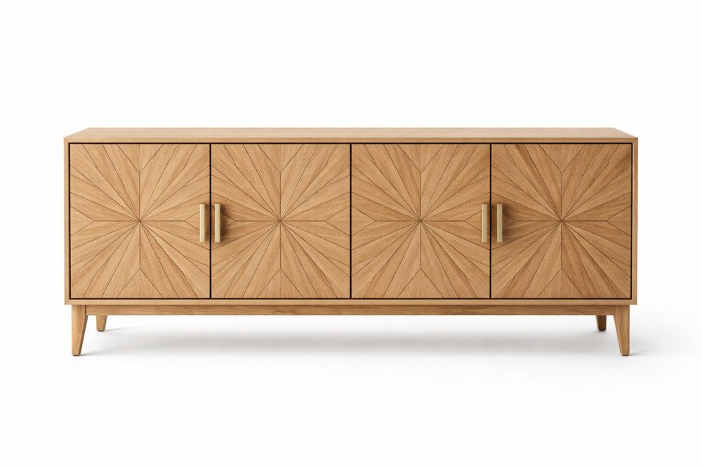 Wooden Sideboard Cabinet with Textured Doors