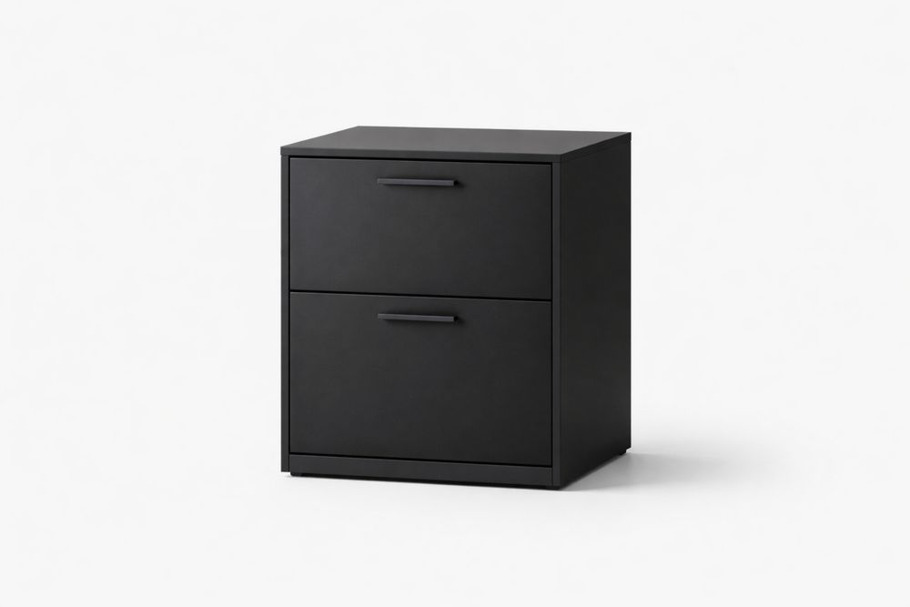 Black Steel Two-Drawer File Cabinet
