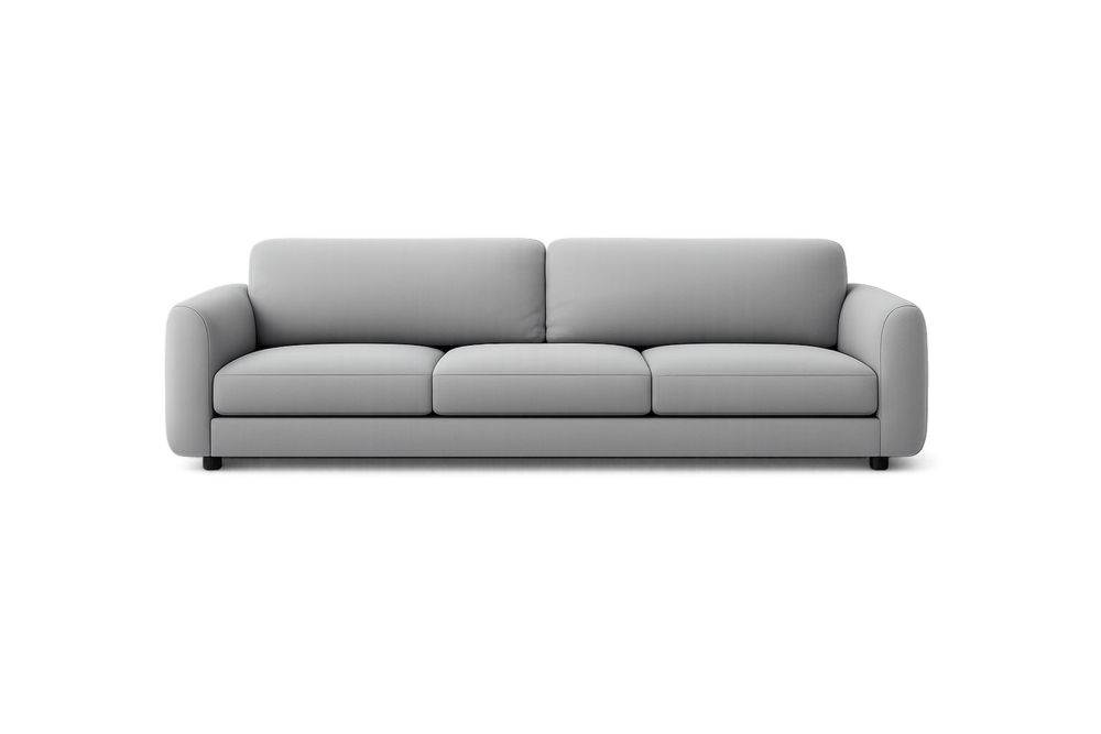 Three-Seater Long Sofa Light Gray Polyester Fabric Upholstery