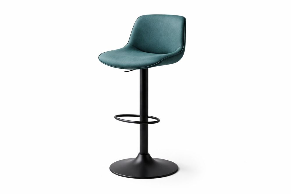 Steel Bar Stool with Upholstered Seat in Green
