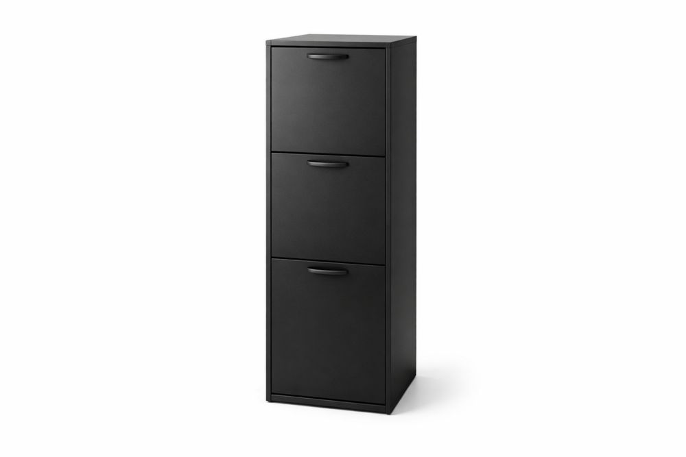 Black Steel 3-Drawer Vertical File Cabinet
