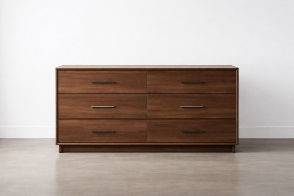 Particleboard 6-Drawer Chest Brown Rectangular