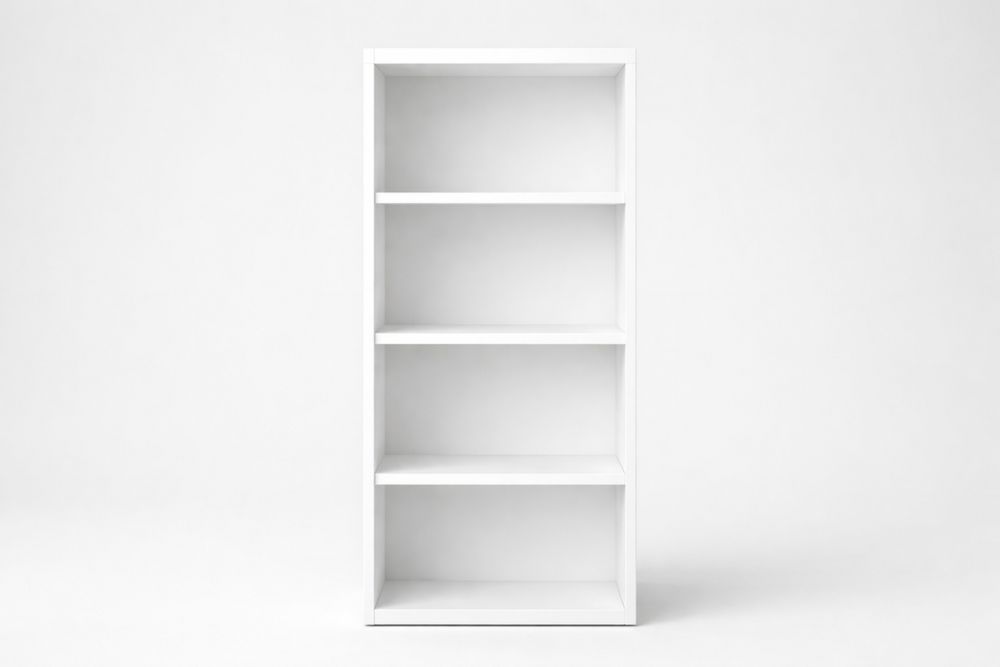 White MDF 4-Shelf Bookcase 120 cm Height