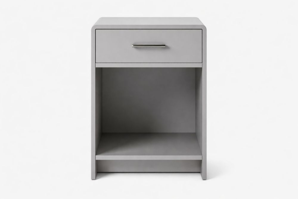 Engineered Wood Nightstand Gray with Steel Handle Drawer 50x40x60cm(L × W × H)