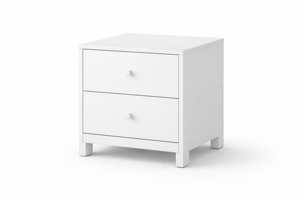 White Two-Drawer MDF Nightstand