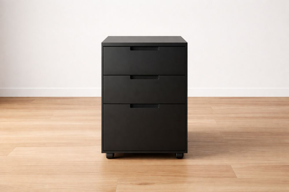 Black Steel 3-Drawer File Cabinet