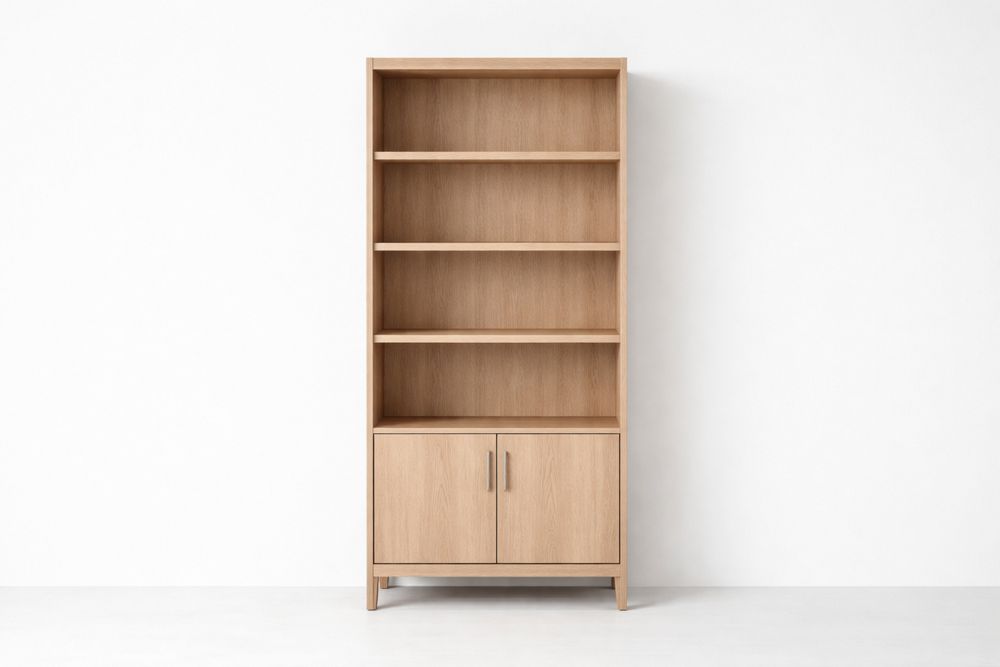 Oak Bookshelf with Cabinet 180cm High