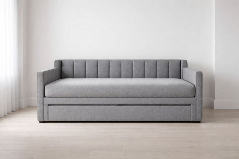 Gray Upholstered Daybed with Trundle