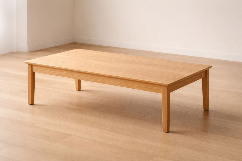 Solid Wood Rectangle Coffee Table Natural Finish 120x60x38 cm