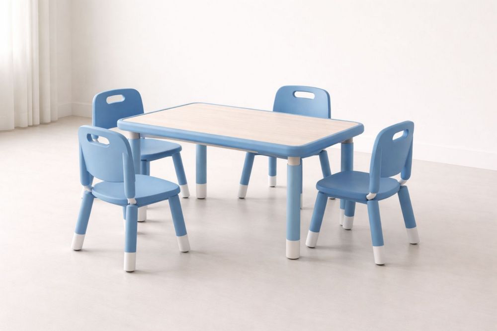 Children's Table and Chair Set Blue Plastic
