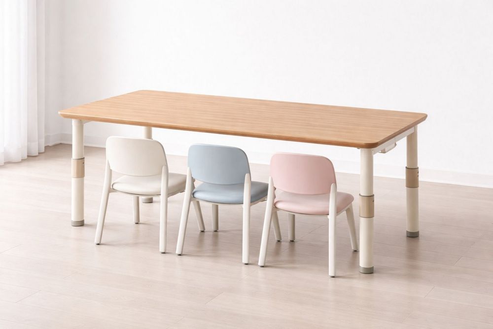 Children's Rectangular Adjustable Height Table and Chair Set MDF/Plastic