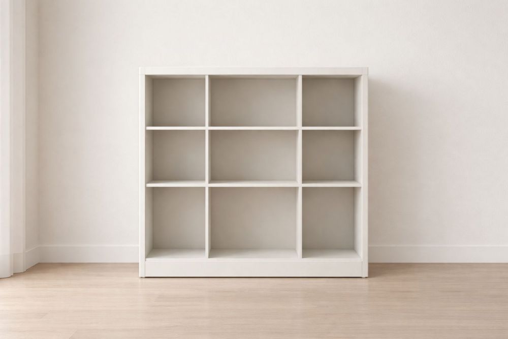 White Wood Nine-Cube Storage Organizer Shelf