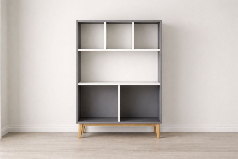 MDF and Particle Board Two-Shelf Bookcase Grey/White