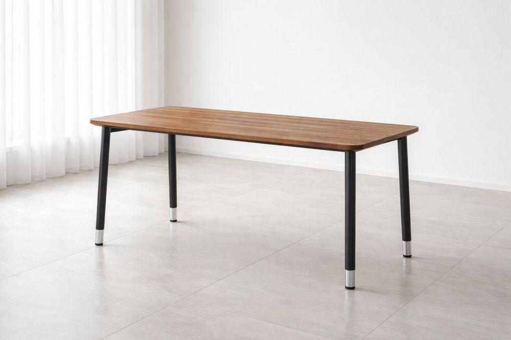 Rectangle Wooden Table with Metal Legs 150cm x 75cm x 75cm