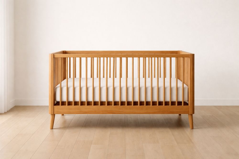 Oak Wood Baby Crib Rectangular 140cm x 70cm×90cm