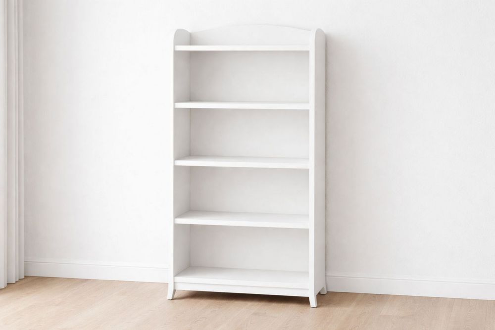 White MDF Bookshelf with 5 Shelves 80cm Width 150cm Height 30cm Depth