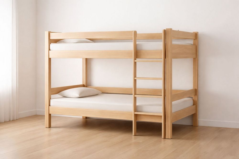 Wooden Bunk Bed Solid Pine Ladder Attached
