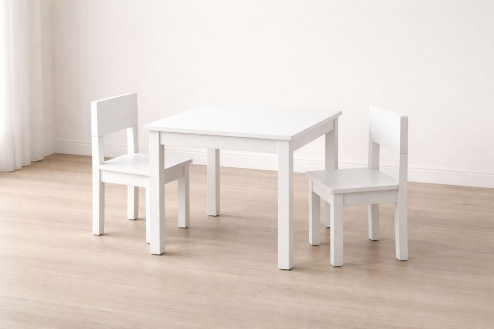 Children's Wood Table and Chair Set White