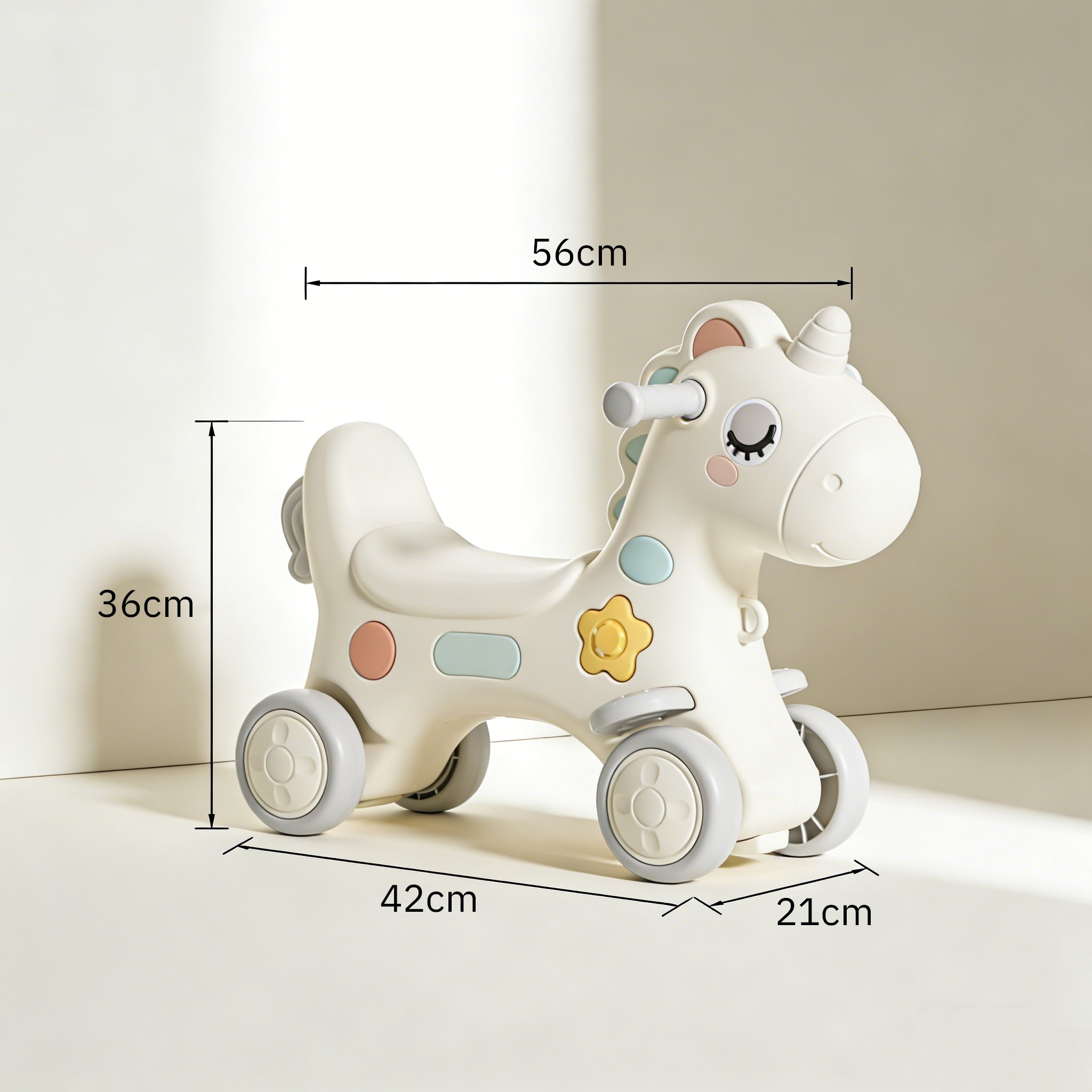 Magical unicorn design on riding toy