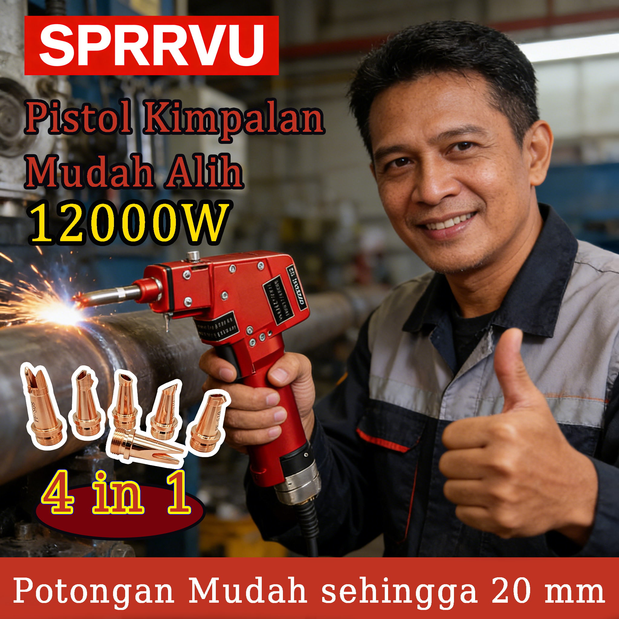 Mesin Kimpalan Laser Pegang Tangan Mudah Alih 2026 Terbaik untuk Dijual [SPRRVU] Pengimpal Laser Mudah Alih 4-dalam-1 12000 W — Pilihan terbaik untuk kegunaan industri mahupun peribadi! Gabungan prestasi tinggi 12000W dan kebolehgunaan serba lengkap, meme