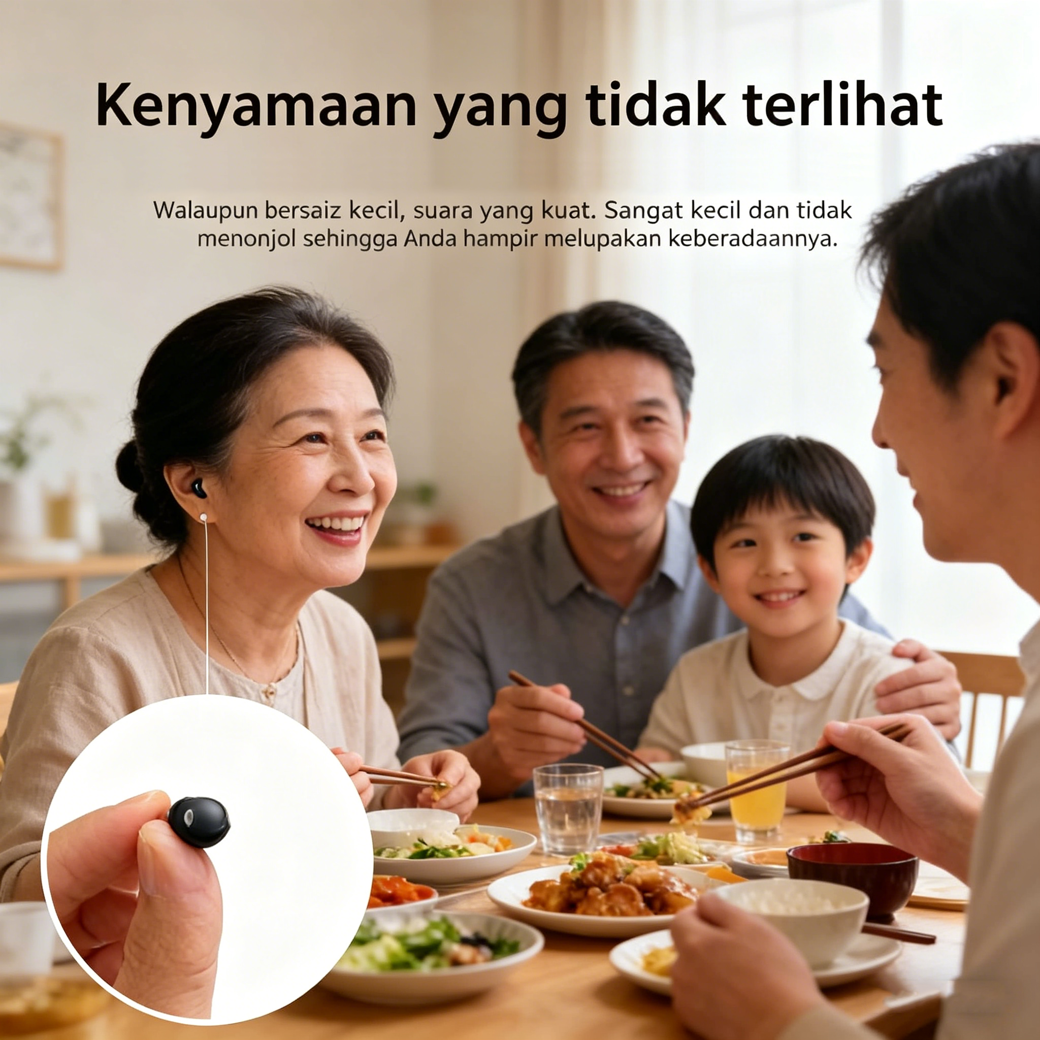Penguat Bunyi Profesional — Alat Bantu Pendengaran Digital Dalam Telinga Ultra-Kompak dengan Teknologi Cip Nano (Reka Bentuk Senyap)