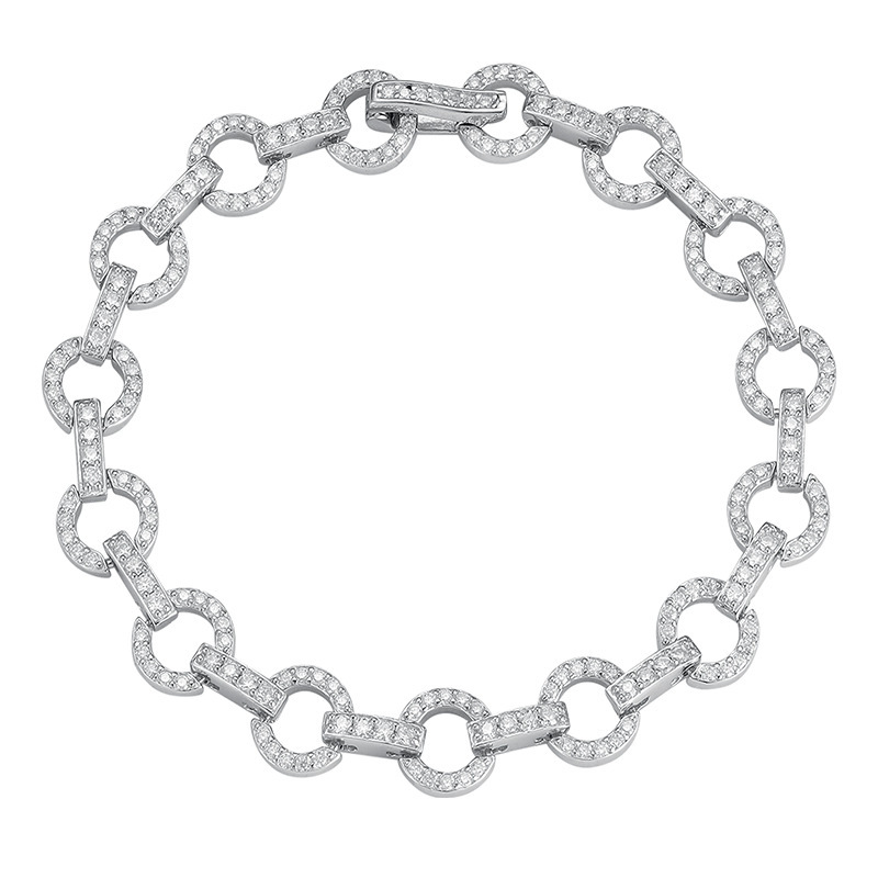 Shining Versatile Lucky Four-Leaf Clover Moissanite Bracelet for Women, Prismatic and Round, Pure Silver, Niche Design, Light Luxury, Full of Diamonds