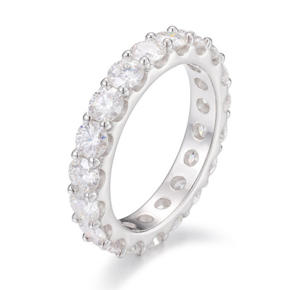 Amazon cross-border European and American hip-hop style inlaid ring, single row 4MM main stone, high-end trendy fashion couple ring