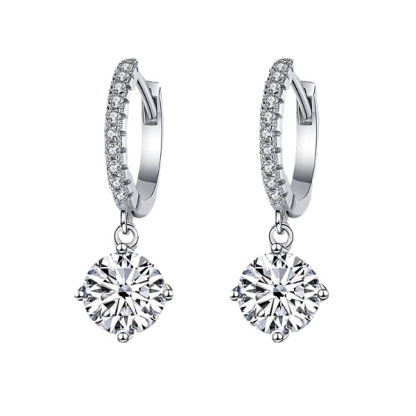 Cross-border live broadcast of women's moissanite earrings, six-prong and four-prong earrings, direct factory sales of high-quality hypoallergenic earrings