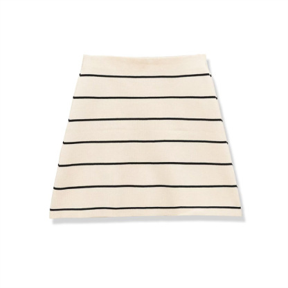C158 SHORT SLEEVE STRIPED KNITWEAR SKIRT 