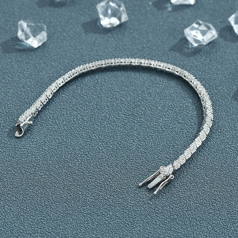 Moissanite prismatic bracelet for women, made of sterling silver, with a niche design, fully encrusted with diamonds, simple and versatile, eye-catching and sparkling, cross-border jewelry