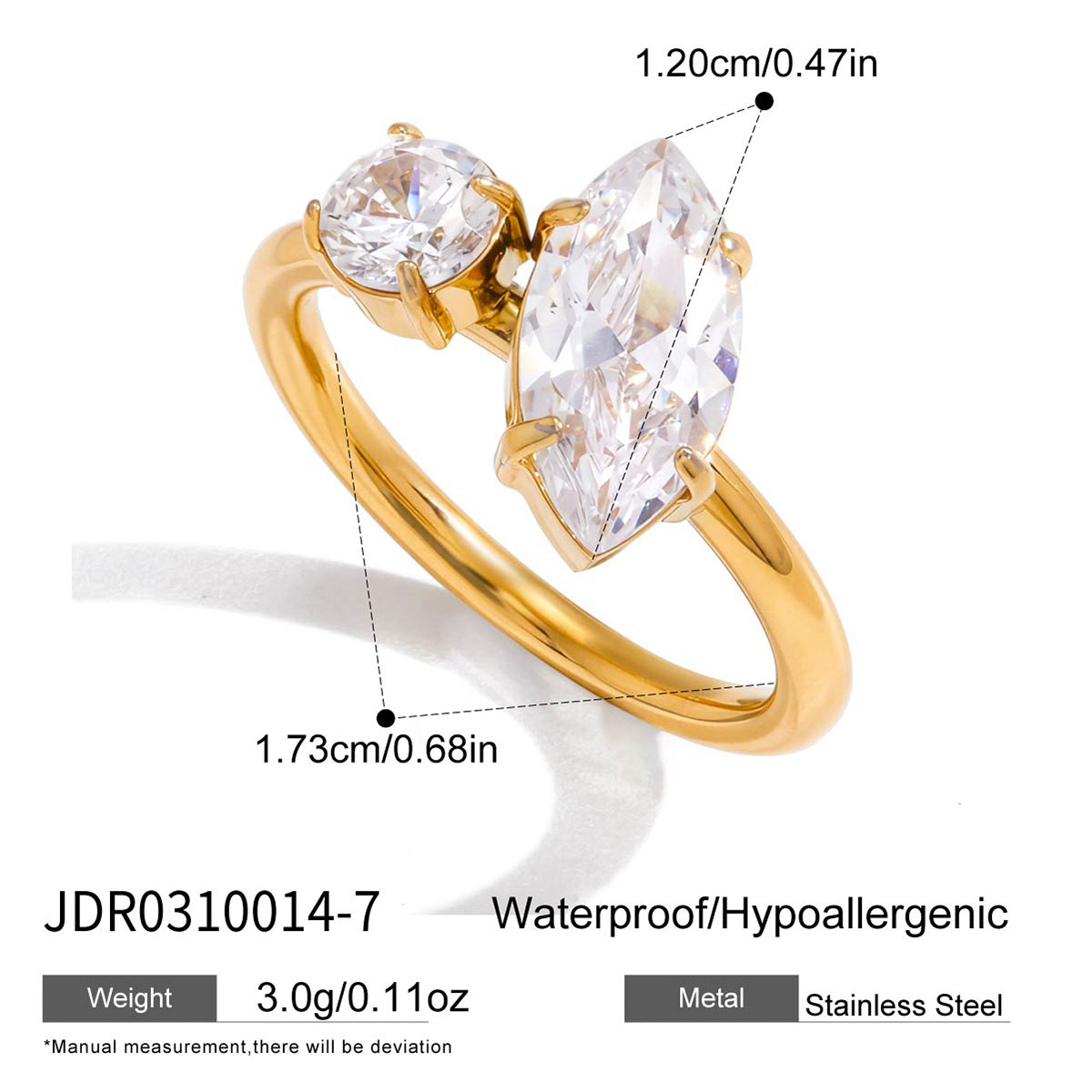 Jieding titanium steel zircon ring, light luxury high-end jewelry, non-fading women's ring, stainless steel cross-border accessory