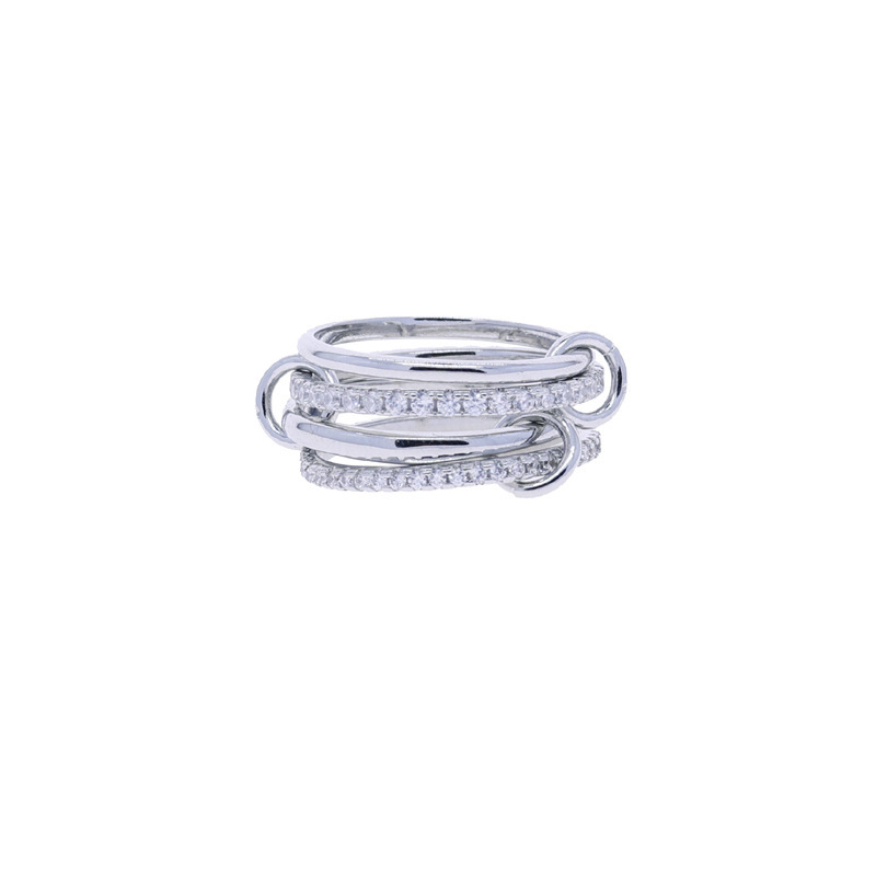 New European and American multi-piece stackable zircon rings, high-quality versatile creative women's rings, available for wholesale