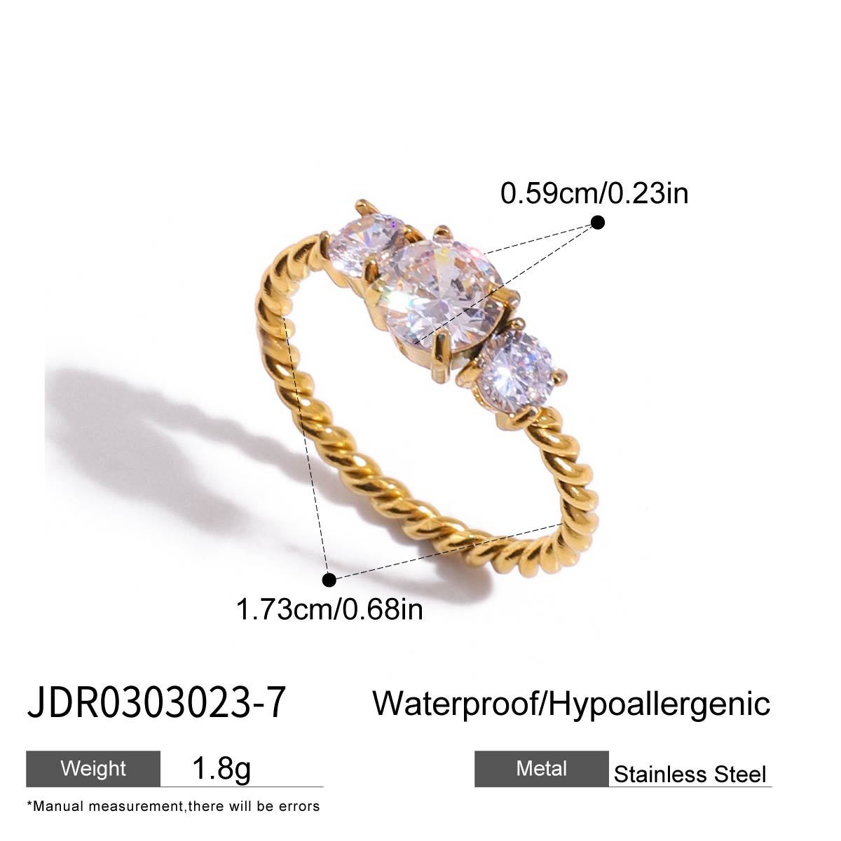 Jieding titanium steel zircon ring, light luxury high-end jewelry, non-fading women's ring, stainless steel cross-border accessory
